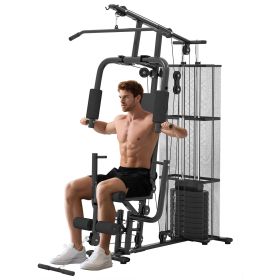 Home Gym, Multifunction Gym Equipment Workout Station with 100Lbs Weight Stack for Lat Pulldown, Leg Extensions, Preacher Bicep Curls Home Gym, Multifunction Gym Equipment Workout Station with 100Lbs Weight Stack for Lat Pulldown, Leg Extensions, Preacher Bicep Curls